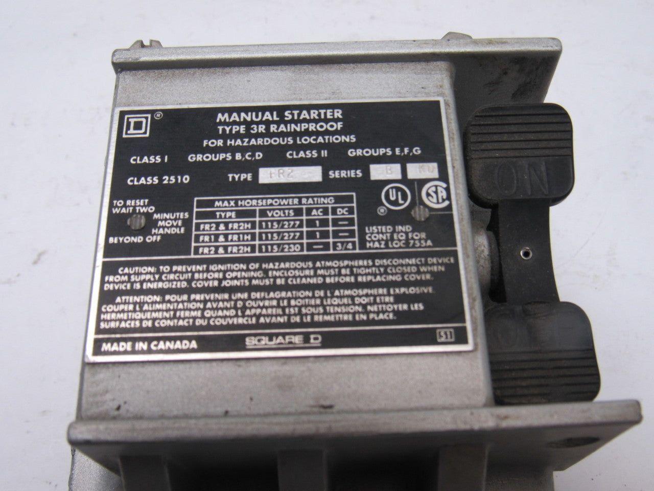 Square D FR2 Series B Manual Starter Type 3R Rainproof Haz Loc 115/277V 1 Hp