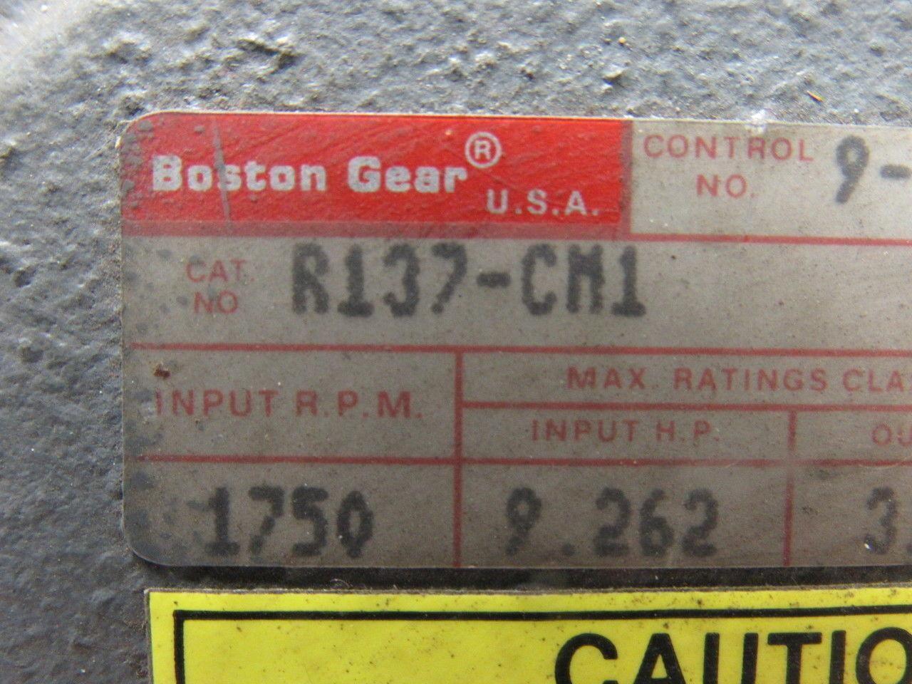 Boston Gear R137-CM1 Gear Reducer 1:1 Ratio 1750 input/output RPM, Right Angle