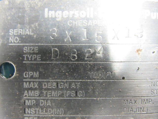 Ingersoll Dresser D824 3x1.5x13 Centrifugal Pump 7.5 Hp. 208-230/460V 1740 RPM