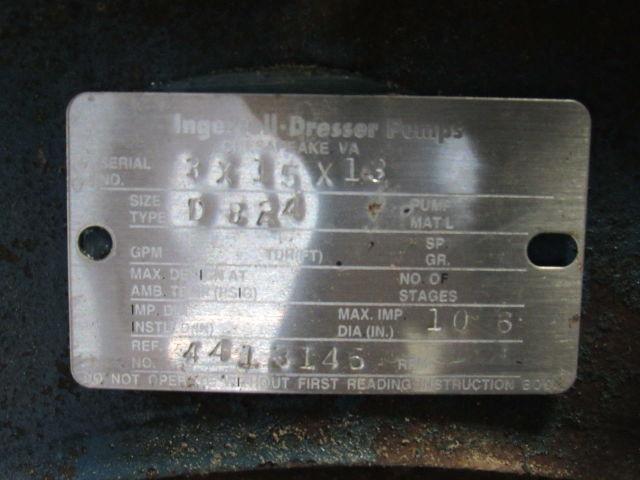Ingersoll Dresser D824 3x1.5x13 Centrifugal Pump 7.5 Hp. 208-230/460V 1740 RPM