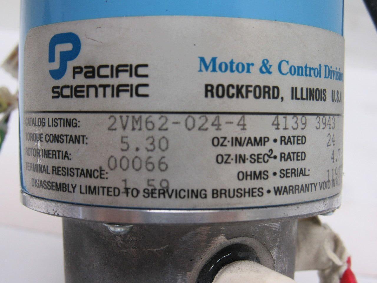 Pacific Scientific 2VM62-024-4 24V Low Inertia PMDC Servomotor 3/8"x2-7/8" Shaft