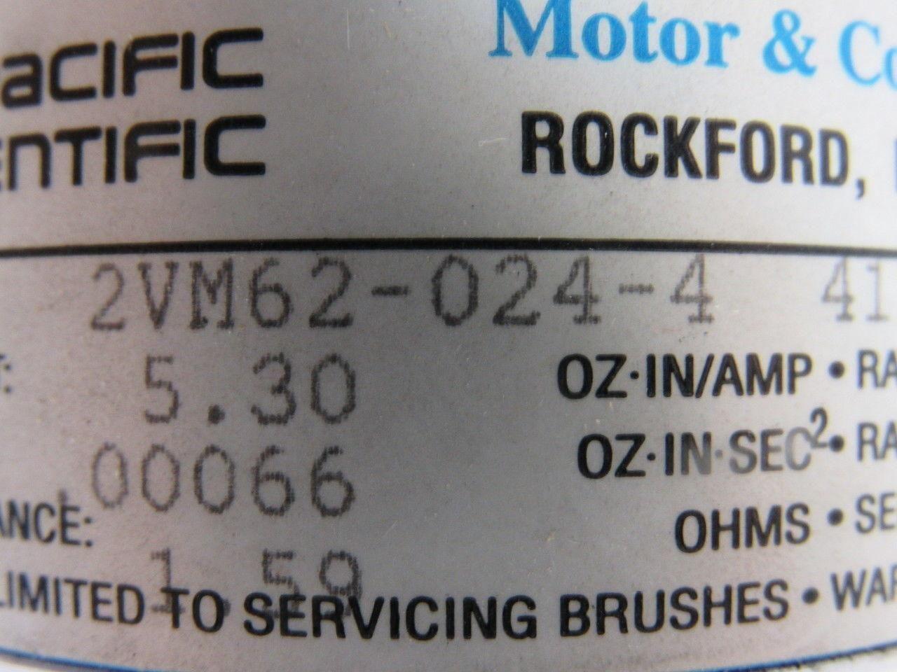 Pacific Scientific 2VM62-024-4 24V Low Inertia PMDC Servomotor 3/8"x2-7/8" Shaft