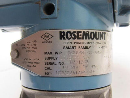 Rosemount 305CD2A22A1AB4I5M5 Pressure Transmitter 3626Psi Max 10.5-55VDC