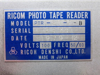 Ricom PTR-210-B-B Photo Tape Reader 100V