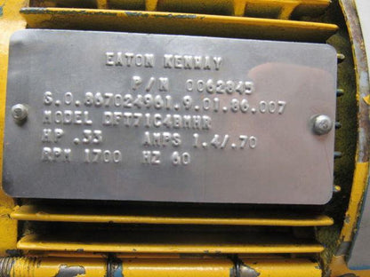 Sew-Eurodrive Eaton Kenway 0062845 SF 31 1/3Hp Gear Motor 51:1 Ratio 460V 3PH