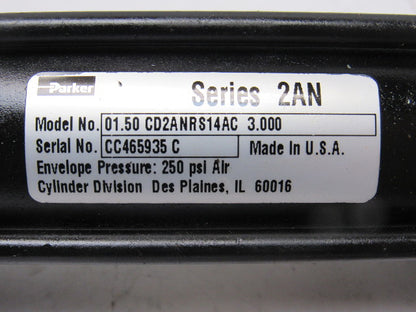 Parker 01.50 CD2ANRS14AC 3.000 Pneumatic Air Cylinder 1-1/2" Bore 1-1/2" Stroke