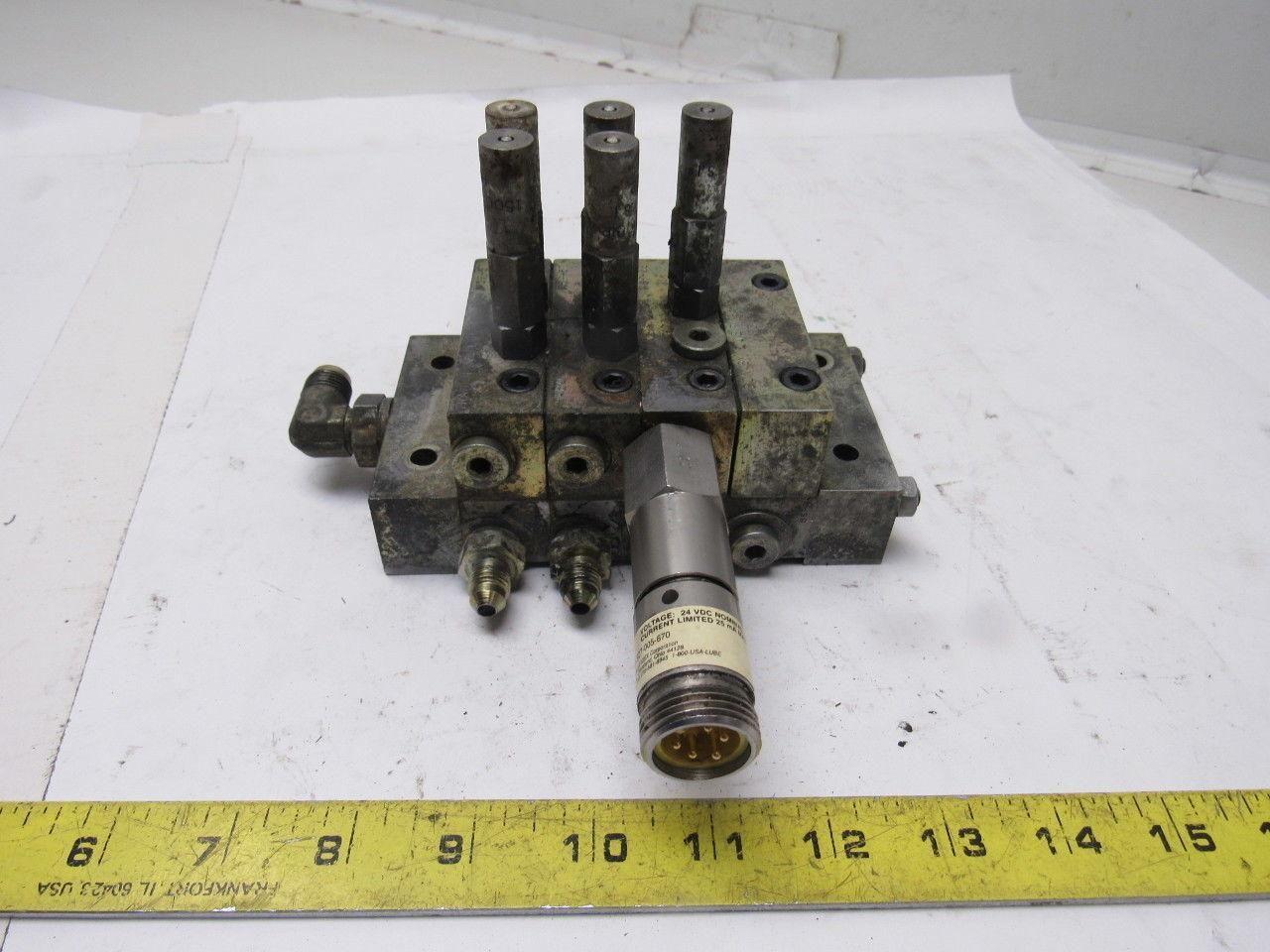 Lubriquip MSP-5T & MSP-5S 3 Station Liquid Divider Auto Lube Manifold Block