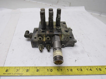 Lubriquip MSP-5T & MSP-5S 3 Station Liquid Divider Auto Lube Manifold Block