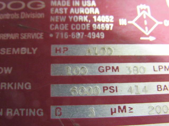Moog Industrial HP A100 6000PSI 100GPM Hi Pressure Hydraulic Filter Unit