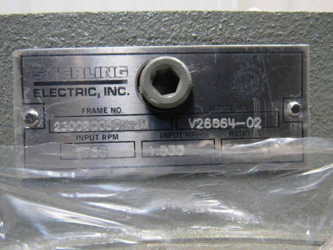 Sterling 2300BQ050142M Worm Gear Speed Reducer 50:1 Ratio