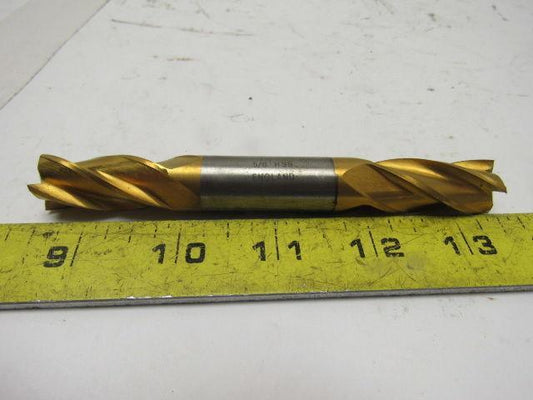 5/8" 4 Flute HSS TiN Coated Twist End Mill Cutter Double Ended 5/8" Shank 5" OAL