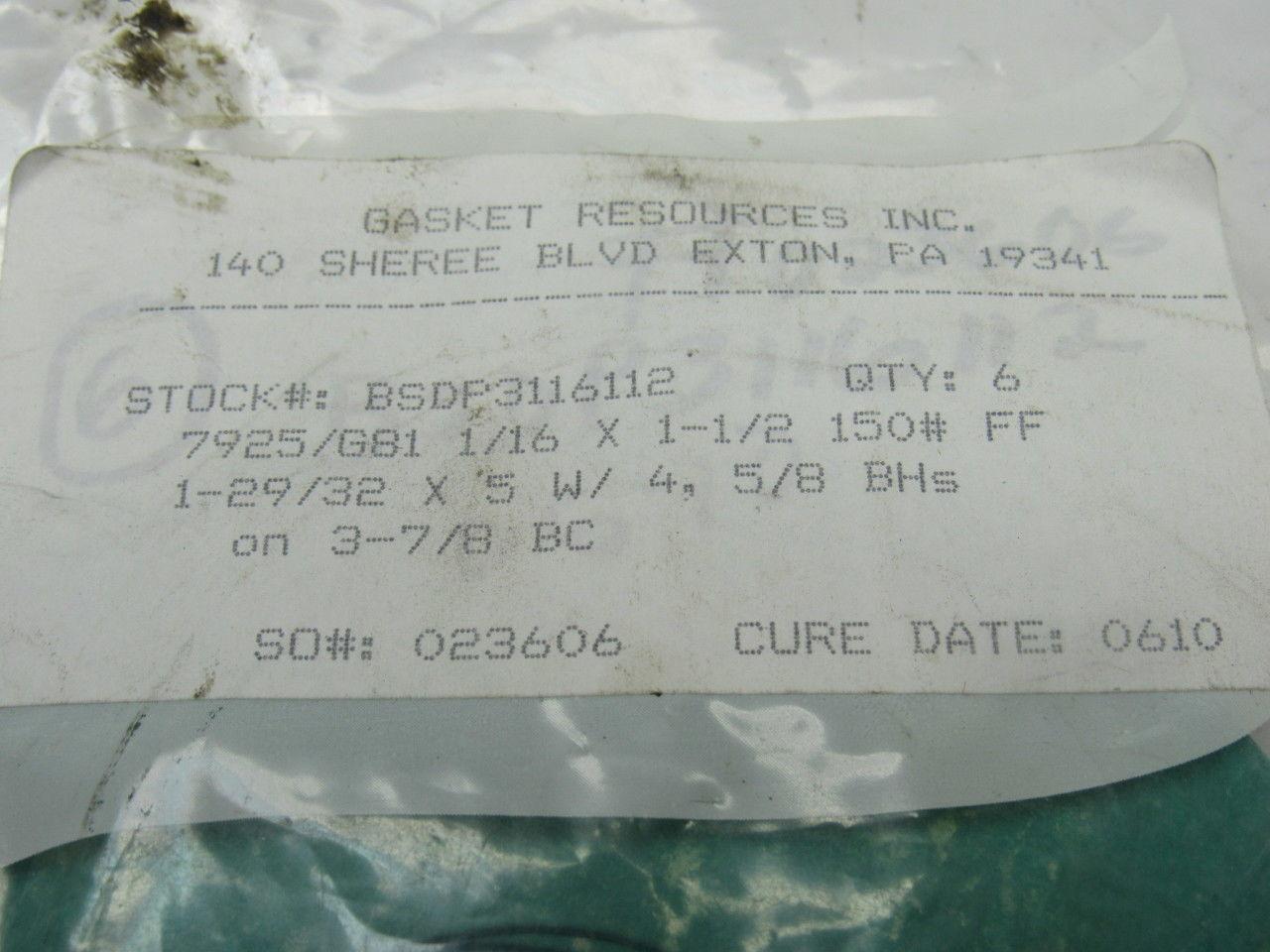 Durlon 7925/G81 150# FF 5" 4 Hole Face Flange Ring Gasket Lot Of 6