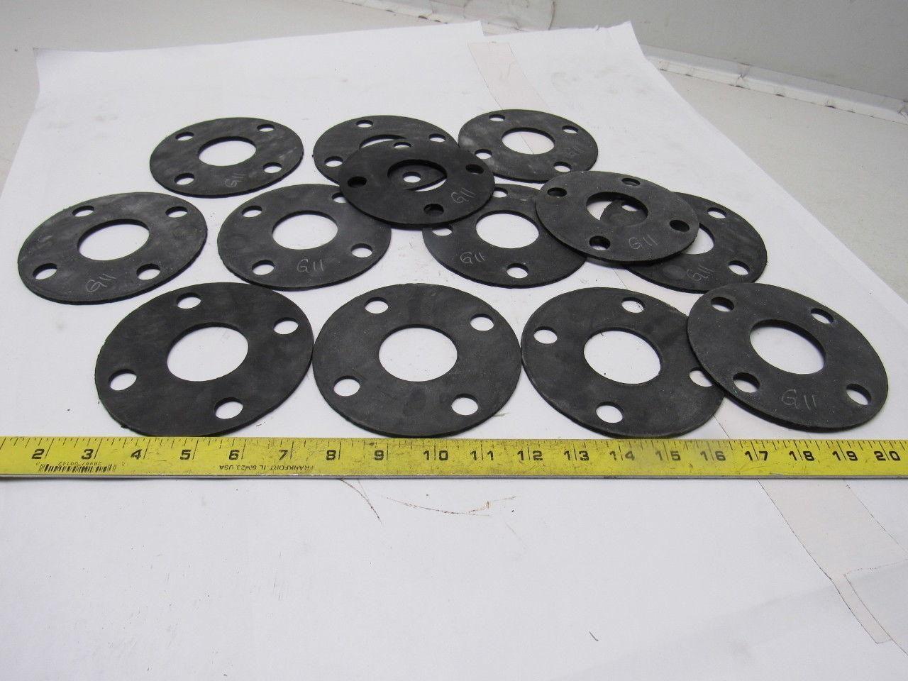G11 1-7/8" ID Hole 4 Bolt Flange Flat Ring  1/8" Thick Rubber Gasket Lot Of 13"