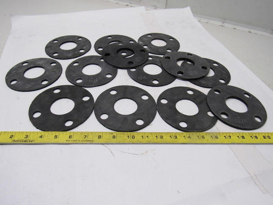 G11 1-7/8" ID Hole 4 Bolt Flange Flat Ring  1/8" Thick Rubber Gasket Lot Of 13"