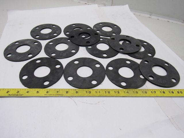 G11 1-7/8" ID Hole 4 Bolt Flange Flat Ring  1/8" Thick Rubber Gasket Lot Of 13"