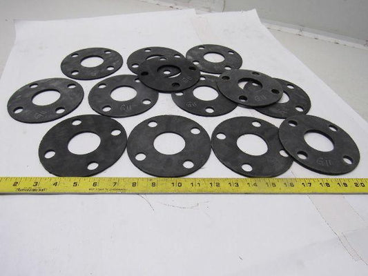 G11 1-7/8" ID Hole 4 Bolt Flange Flat Ring  1/8" Thick Rubber Gasket Lot Of 13"