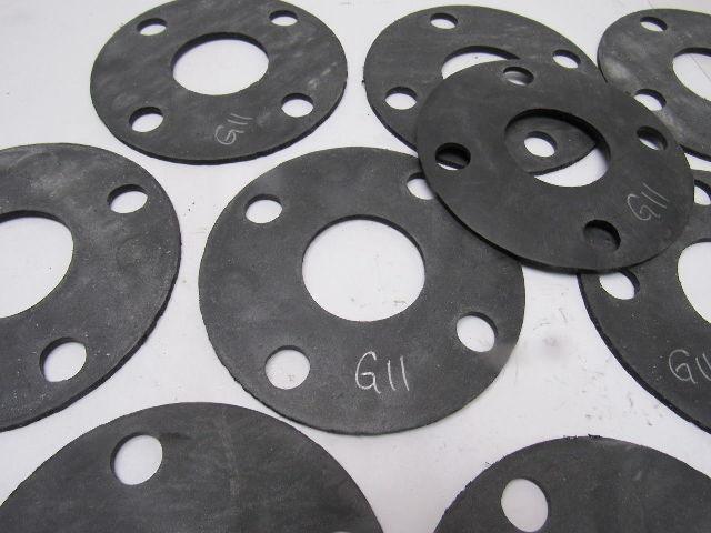 G11 1-7/8" ID Hole 4 Bolt Flange Flat Ring  1/8" Thick Rubber Gasket Lot Of 13"
