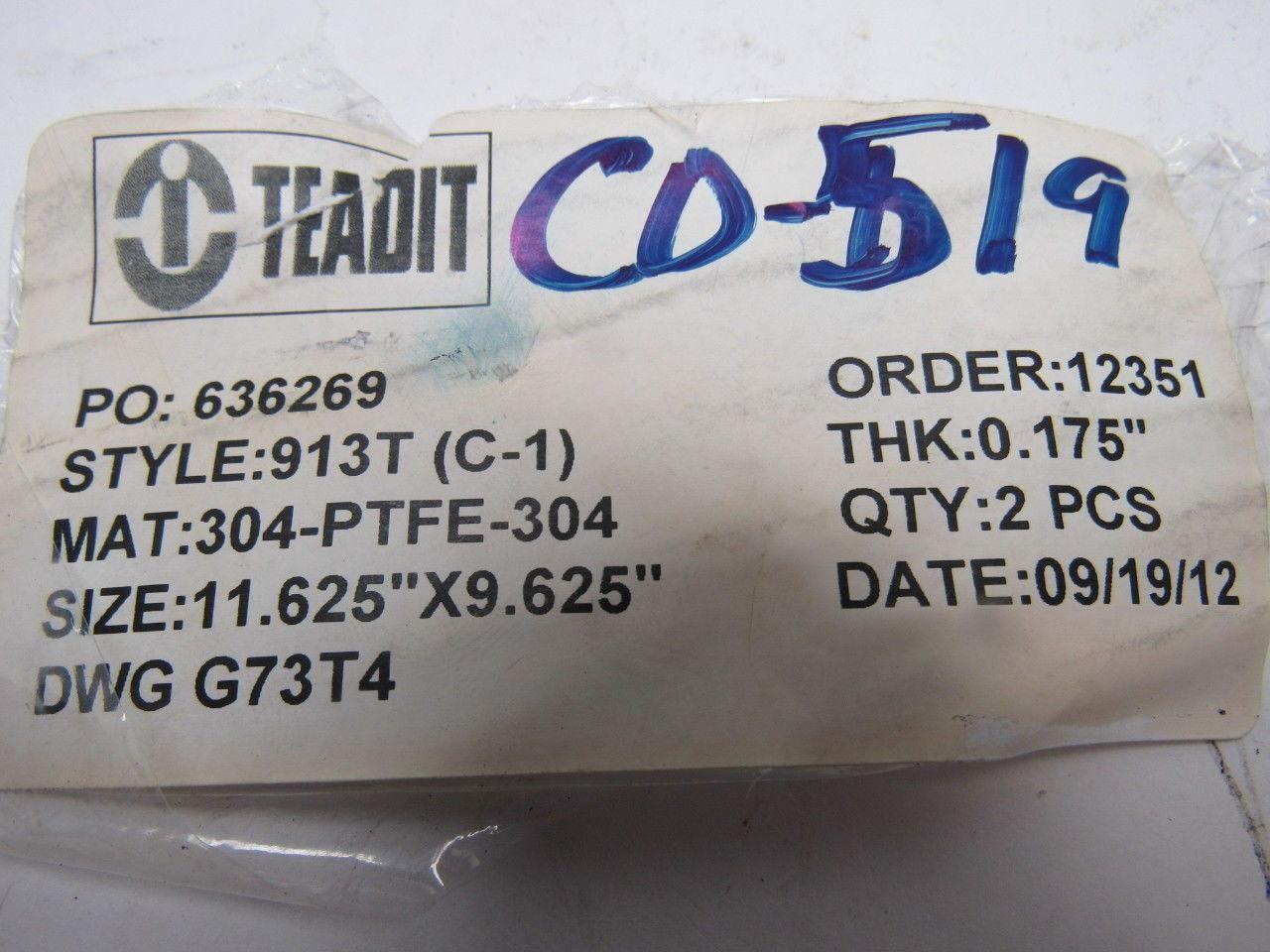 Teadit 913T C/E-1 304-PTFE-304 11-3/8"x9-5/8" CD-519 Head Gasket Top Bottom Set