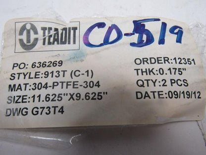 Teadit 913T C/E-1 304-PTFE-304 11-3/8"x9-5/8" CD-519 Head Gasket Top Bottom Set