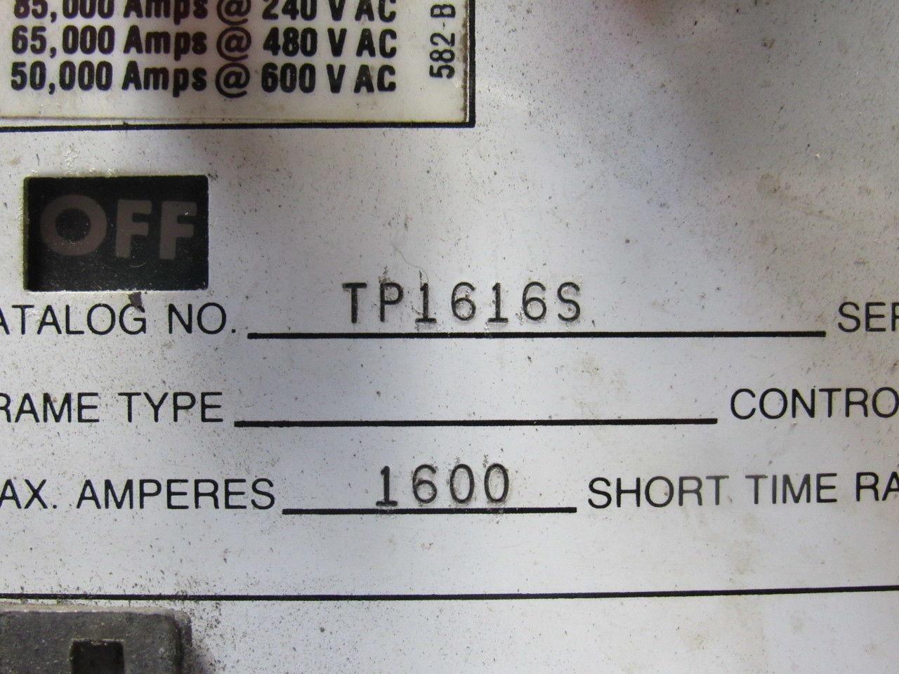 General Electric TP1616P 1600A RMS-9 Microversatrip Programmable Circuit Breaker