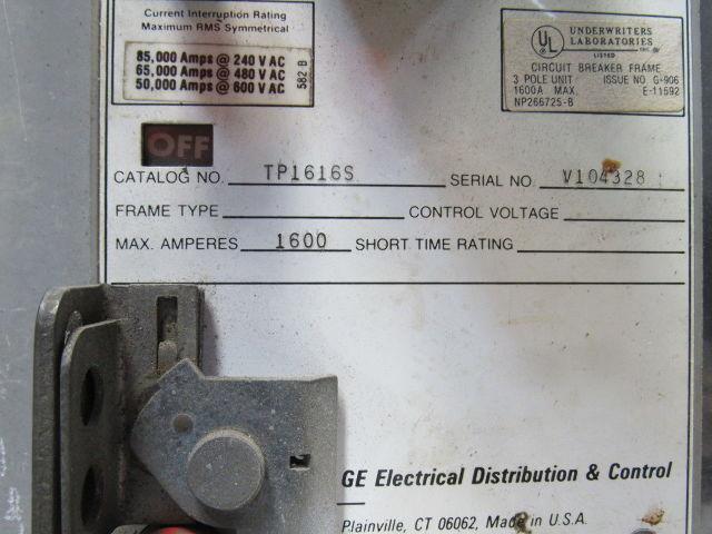 General Electric TP1616P 1600A RMS-9 Microversatrip Programmable Circuit Breaker