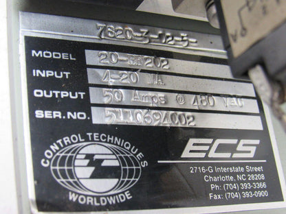 ECS 7820-3-02-5-20-BF202 Power Controller Primary 4-20ma  Secondary 50A 480V