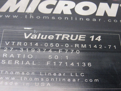 Thomson Linear VTR014-050-0-RM142-71 Right Angle Planetary Gearhead 50:1 Ratio