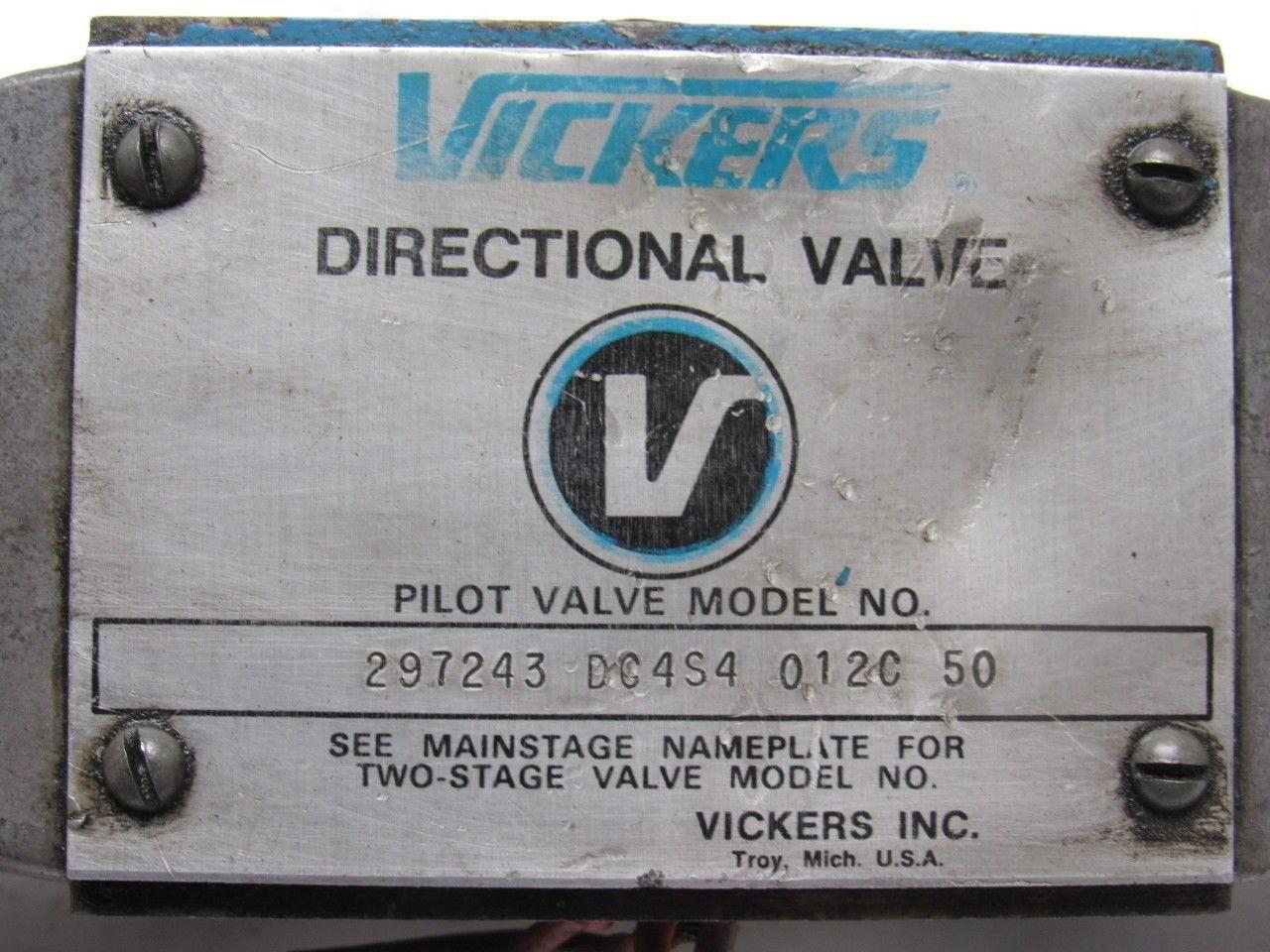 Vickers 297243 DC4S4 012C 50 Directional Control Pilot Valve Hydraulic 115V
