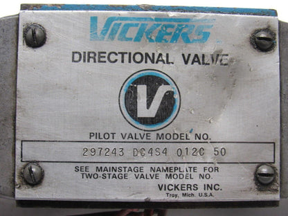 Vickers 297243 DC4S4 012C 50 Directional Control Pilot Valve Hydraulic 115V