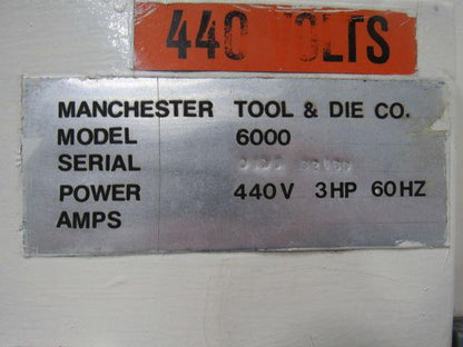 Manchester 6000 20 Ton Capacity Hydraulic Crimping Press 3" Stroke