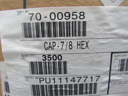 Allied Plastics MCA12A 7/8" Plastic Hex Cap Red Tube And Nut Ass'y Cap 3500 Pcs