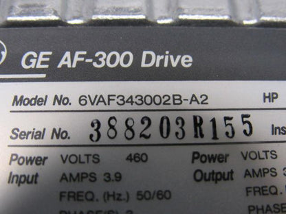 Ge Fuji 6VAF343002B-A2 AF-3001B 2hP AC Variable Frequency Drive 460V