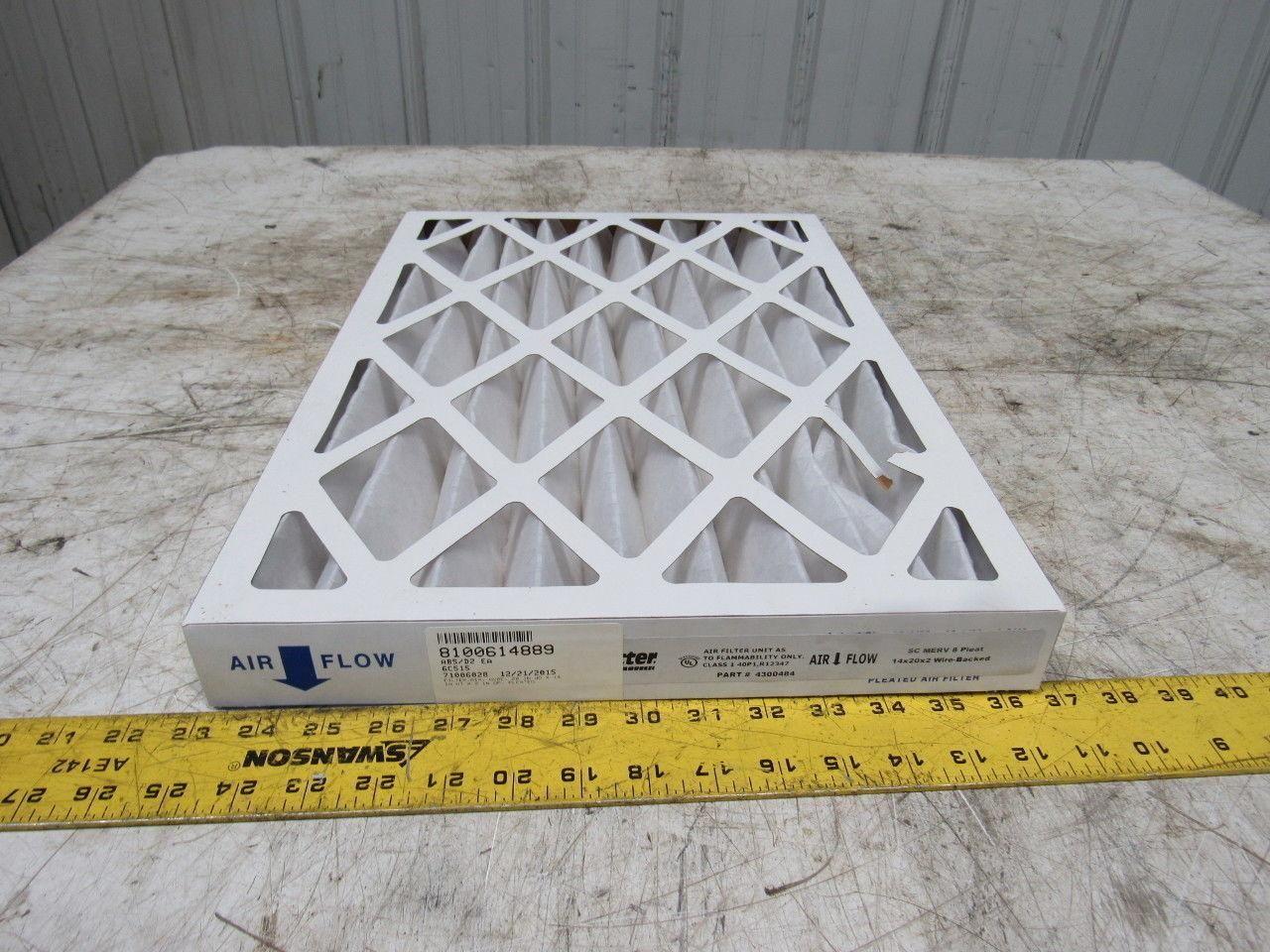 Profitter 4300484 14"x20"x2" Metal Back Pleated Air Filter Cardboard Edge Lot/12