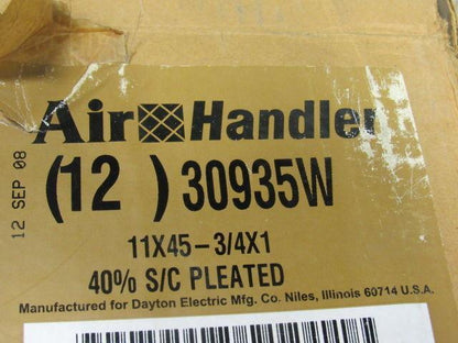 Air Handler 30935W 11"x 45-3/4"x1" Pleated Air Filter 40% S/C Lot Of 12