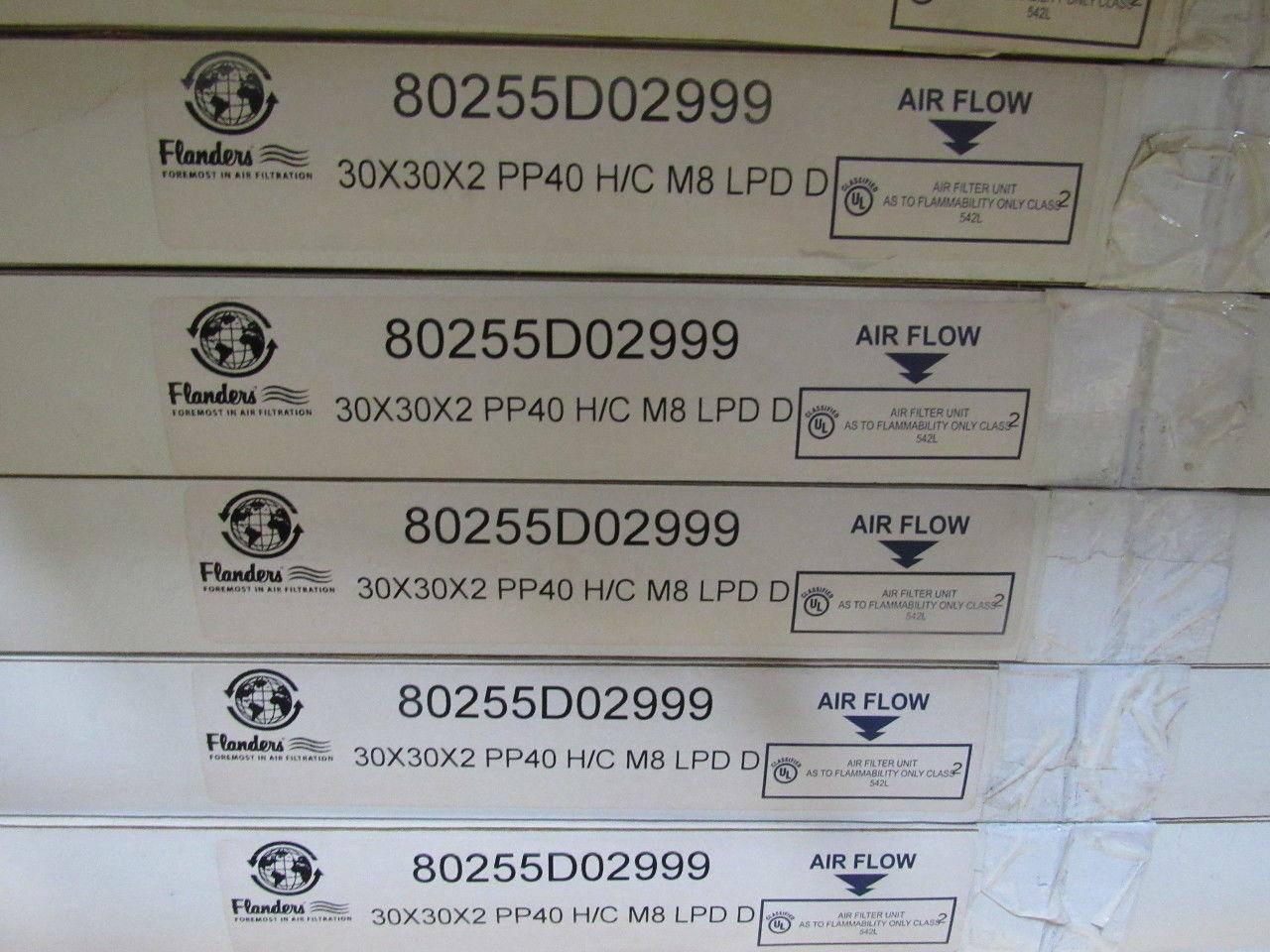 Flanders 80255D02999 30x30x2 PP40 H/C MERV 8 LPD D Pleated Air Filter Lot OF 12