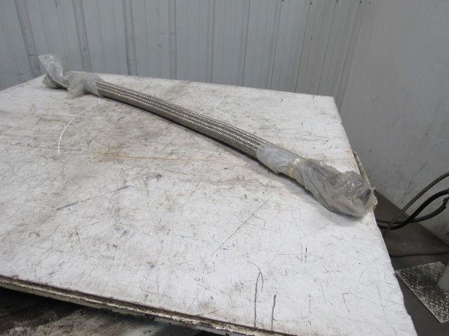 2" OD Stainless Steel Flexible Braided Hose 44" W/1-3/4" Pipe Union