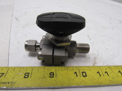 Whitey SS-33VM4-S4 Multi Purpose Ball Valve 1/4" Male NPT Cv 0.9