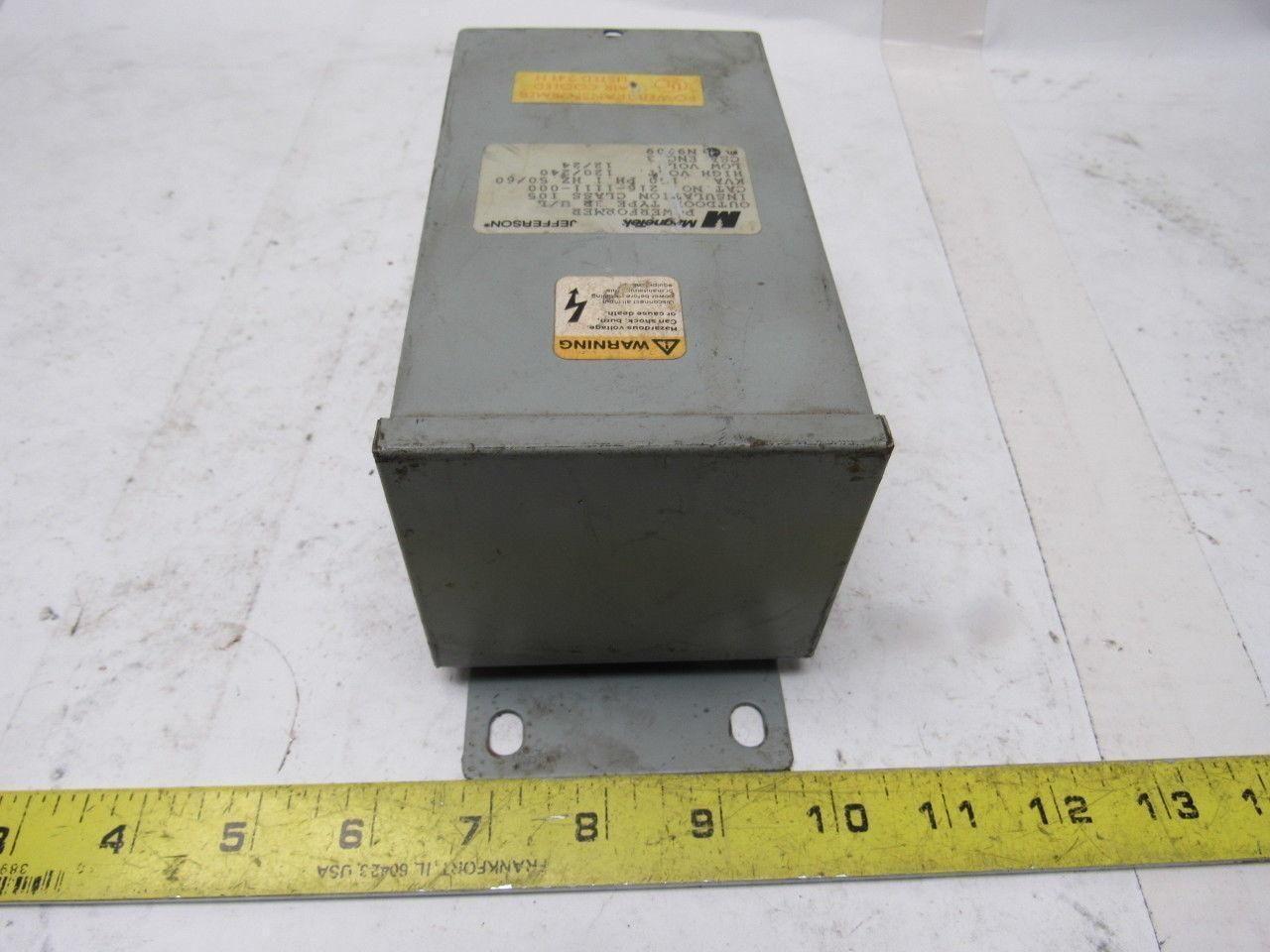 Jefferson 216-1111-000 Transformer 1PH .150 KVA 600V 120 X 240V