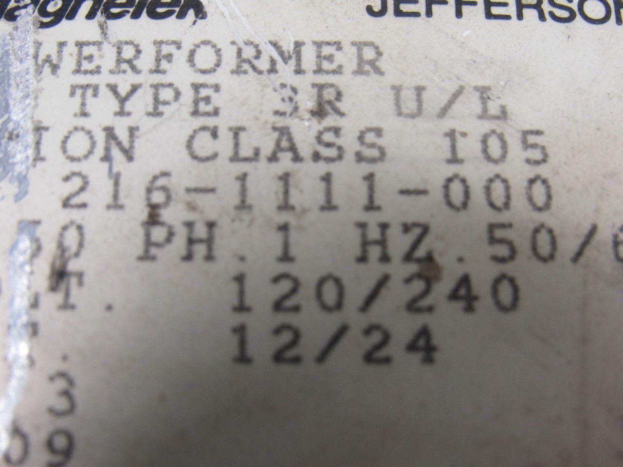 Jefferson 216-1111-000 Transformer 1PH .150 KVA 600V 120 X 240V