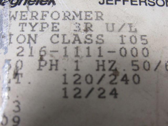 Jefferson 216-1111-000 Transformer 1PH .150 KVA 600V 120 X 240V