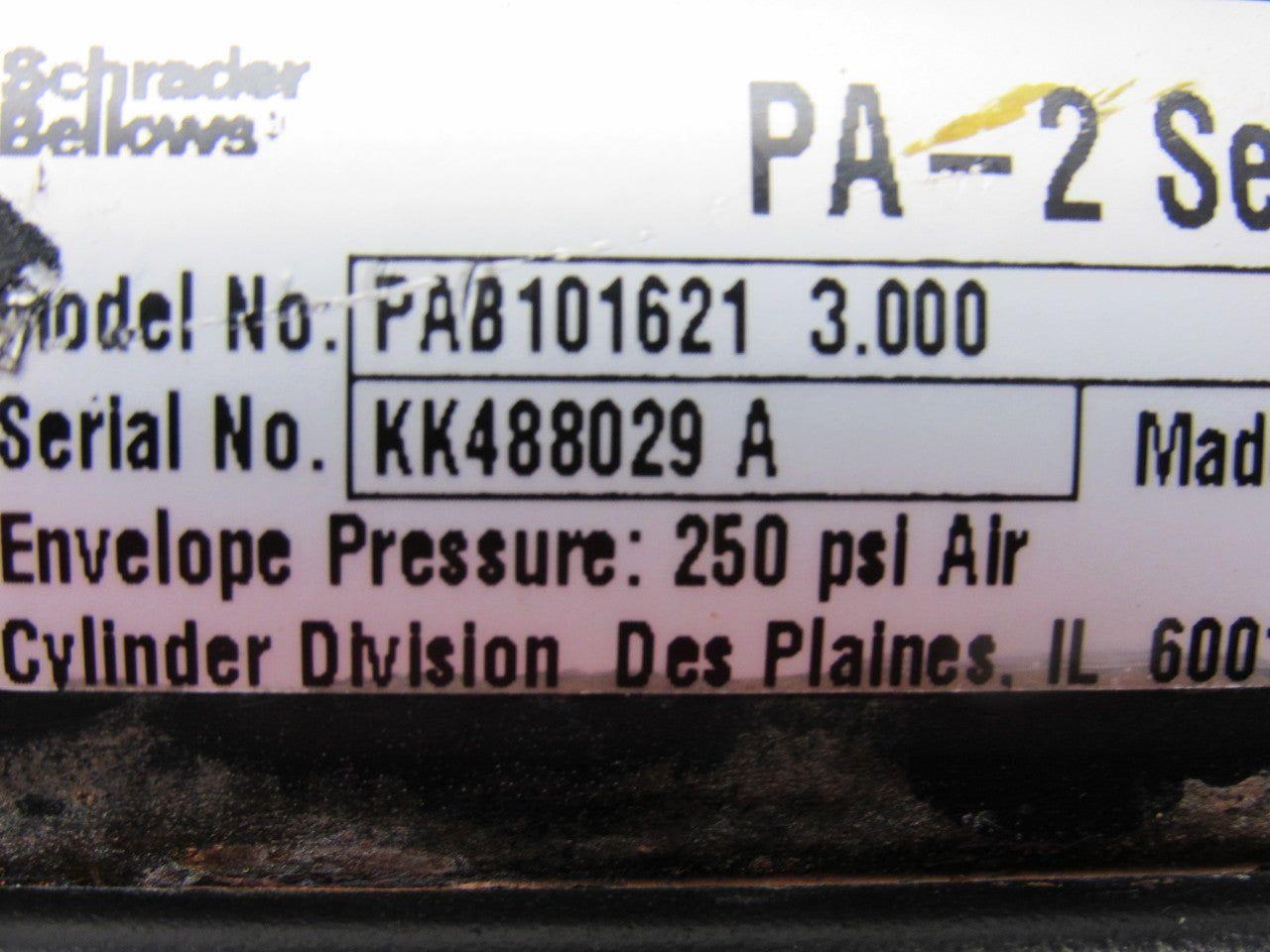 Schrader Bellows PAB101621 Pneumatic Cylinder 2" Bore X 3" Stroke 250PSI