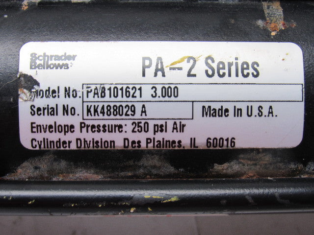 Schrader Bellows PAB101621 Pneumatic Cylinder 2" Bore X 3" Stroke 250PSI