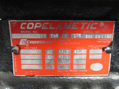 Copeland NRB2-0400-TFD 4Hp 460V 50/60Hz. Semi Hermetic Refrigeration Compressor