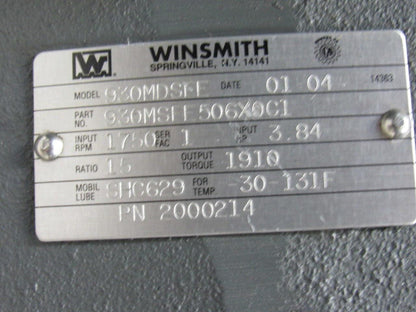 Winsmith 930MDSFE506X0C1 Gear Box Speed Reducer 15:1 Ratio