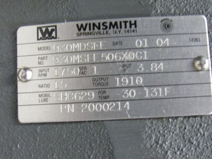 Winsmith 930MDSFE506X0C1 Gear Box Speed Reducer 15:1 Ratio