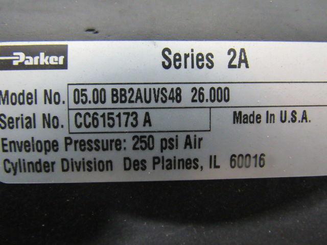 Parker BB2AUVS48 Series 2A Pneumatic Air Cylinder 5" Bore 26" Stroke Clevis Mt