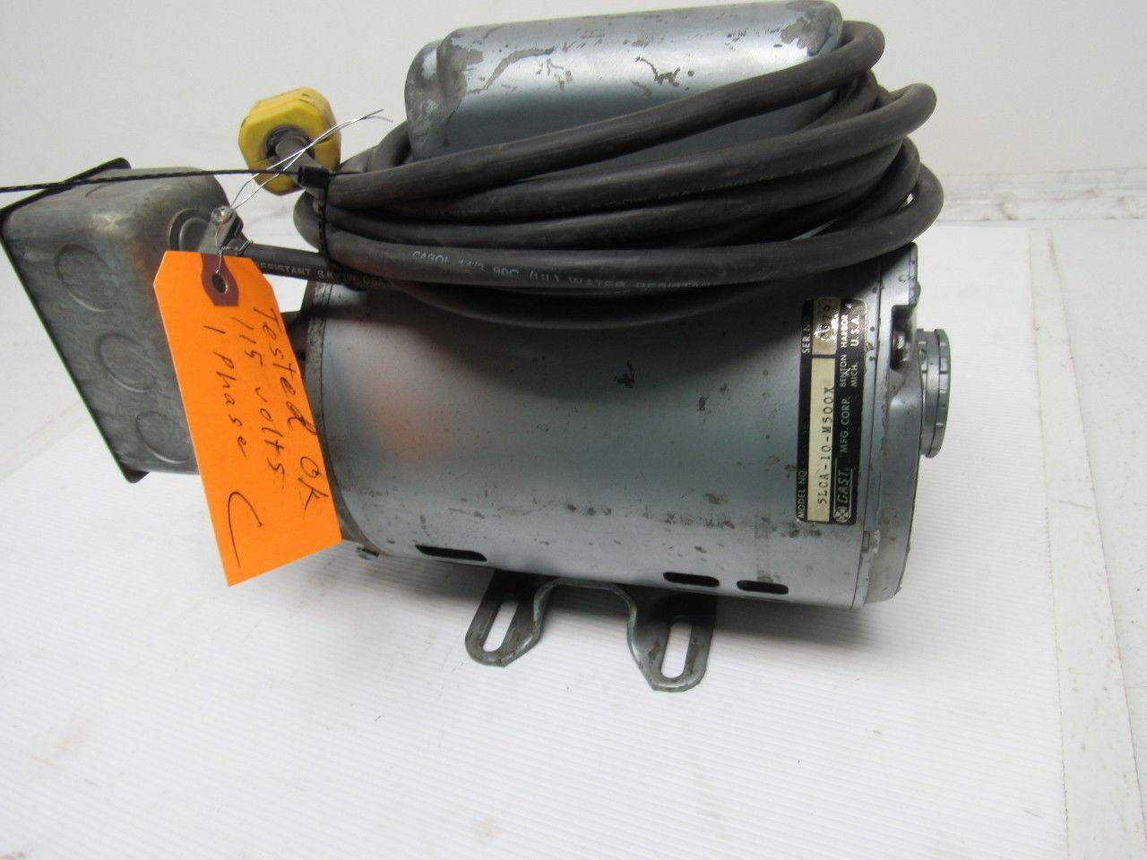 Gast 5LCA-10-M500X Oil less Piston Vacuum Pump Electric Motor 3/4HP 115V