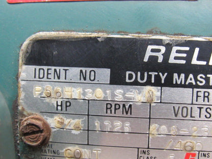 Reliance Electric P56H1301S-VN 3/4HP 3PH 208-230/460V 1725RPM Motor FB56 Frame