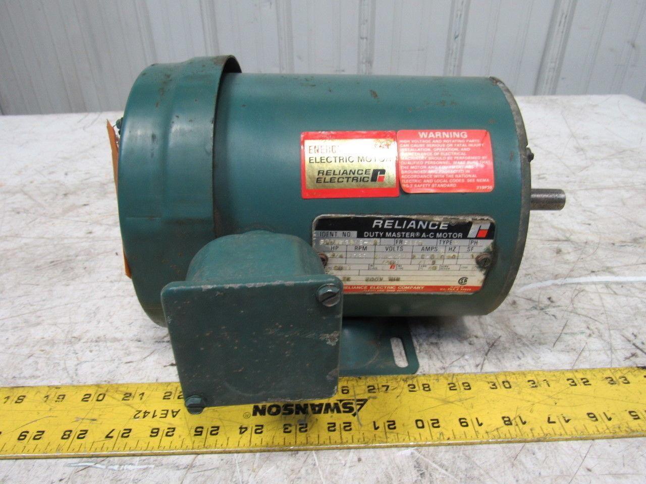 Reliance Electric P56H1301S-VN 3/4HP 3PH 208-230/460V 1725RPM Motor FB56 Frame