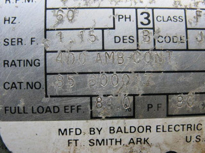 Baldor 85600017 7.5HP 3PH 208-230/460V 3450RPM Electric Motor 213TCZ